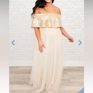 Chic Soul Posh Outlook Maxi Dress, Gold